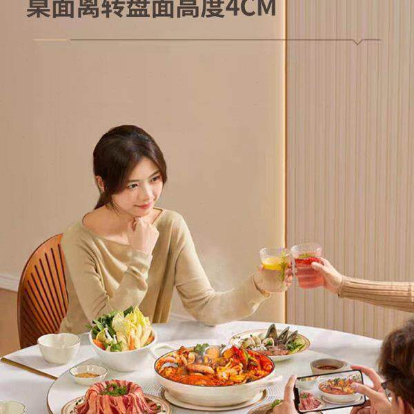 热销火锅餐桌转盘带电磁炉旋转底玻璃餐桌
