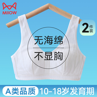 猫人少女文胸高中生发育期无海绵薄款青春期女孩儿童初中学生内衣