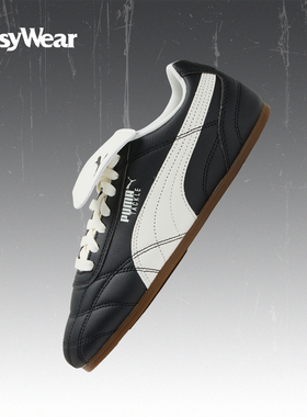 彪马 Puma Tackle 薄底复古黑色轻便皮质情侣生活休闲鞋408535-01
