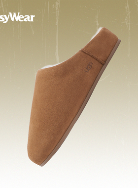 UGGElea秋冬栗色保暖女款薄底包头羊毛一脚蹬耐磨拖鞋1171390-CHE