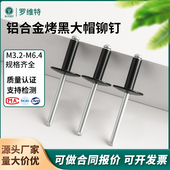 黑色铝合金大帽铆钉烤漆加大帽抽芯铆钉大扁头拉钉开口型大头卯钉