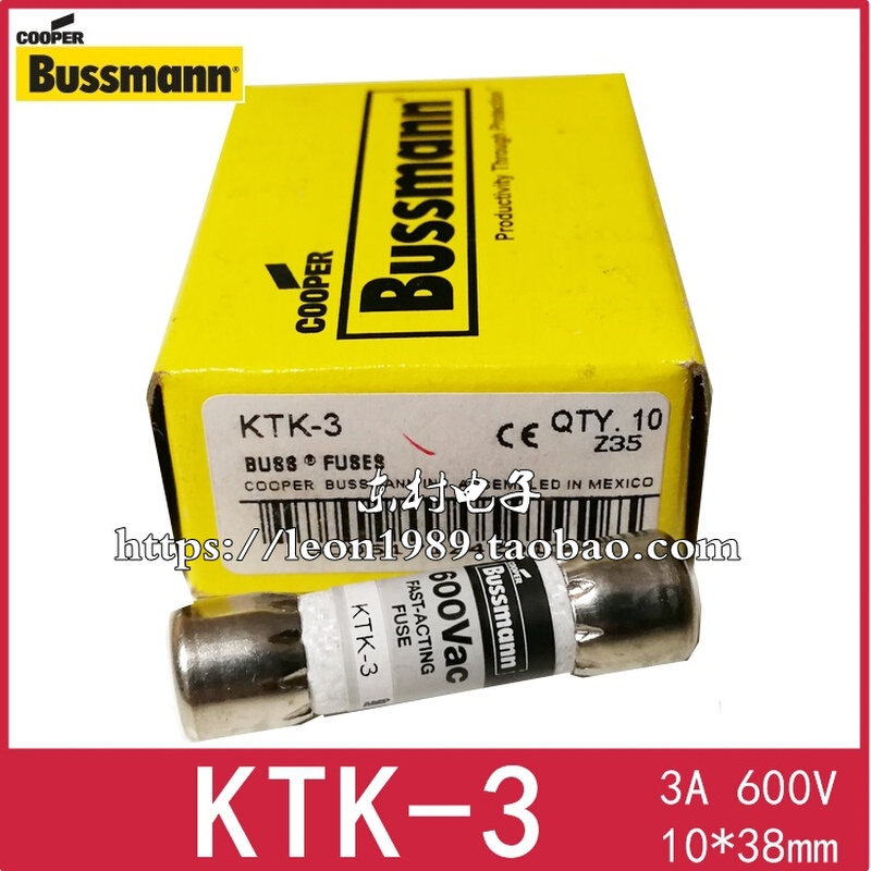 BUSSMANN保险丝 Limitron陶瓷熔断器 KTK-3 3A 600V 10*38mm 3C数码配件 其它配件 原图主图