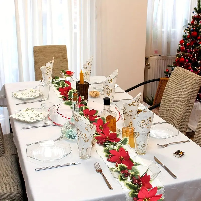 人造圣诞一品红花藤红浆果软藤仿真圣诞藤节日气氛布置装饰品