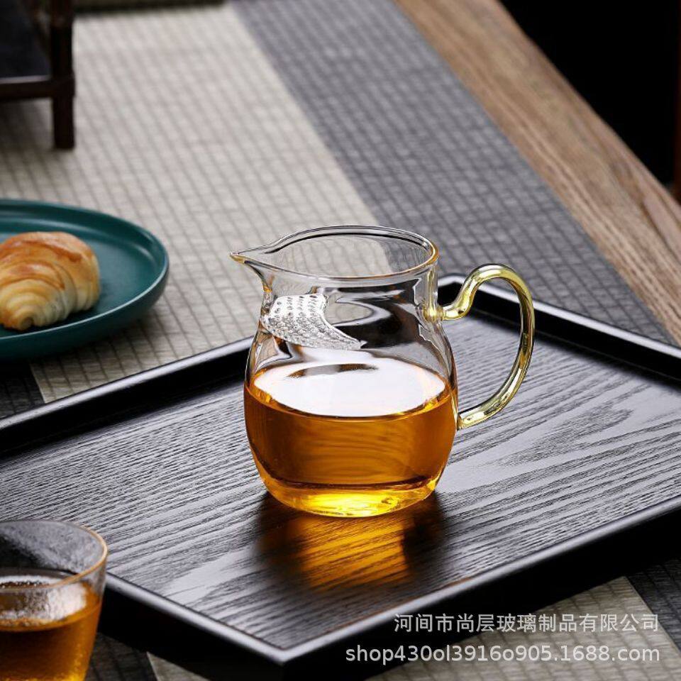 包邮高硼硅玻璃过滤公道杯玻璃月牙公道杯一体式茶漏大容量分茶杯