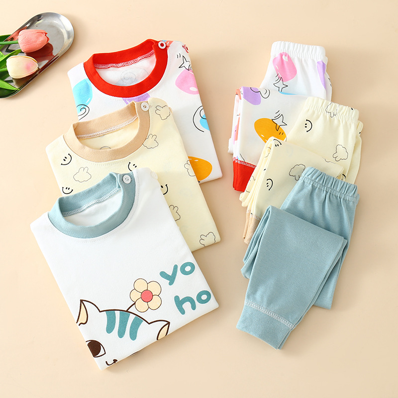 儿童新款纯棉秋衣秋裤男孩睡衣服女宝内衣套装秋季棉毛打底衫内搭