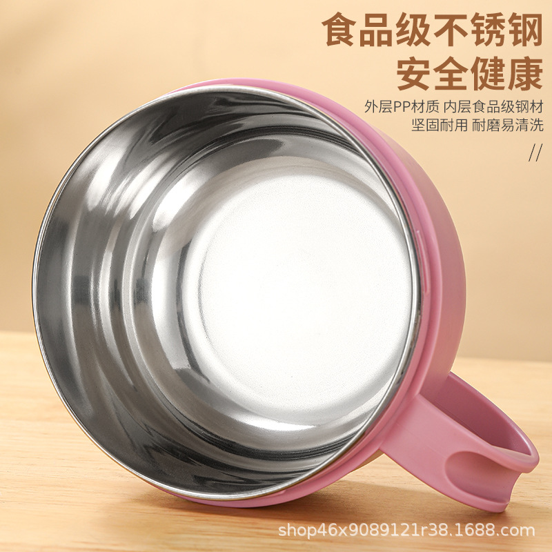 不锈钢带盖快餐杯保温双层饭盒泡面碗汤碗学生饭碗儿童便当盒餐盒
