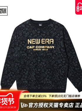 New Era官方授权正品纽亦华男女同款情侣毛圈里休闲圆领套头卫衣