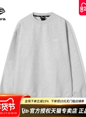 New Era官方授权正品纽亦华情侣潮流刺绣LOGO绒里圆领套头卫衣