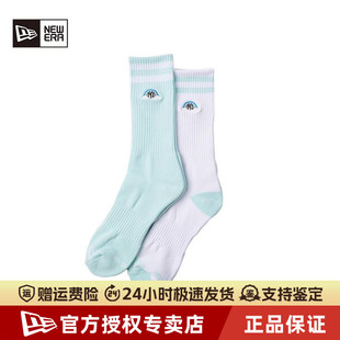 NewEra纽亦华MLB男女棉涤吸汗弹性运动中长筒袜子两双装 13281199