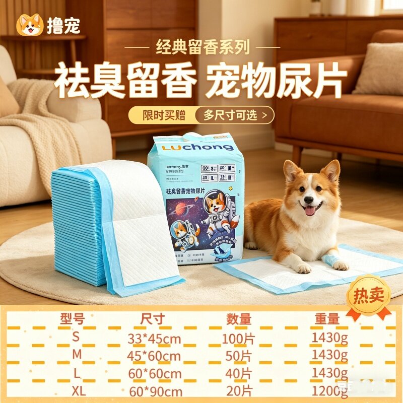 免邮鲁宠狗狗尿垫加厚2KG100片高分子吸水一次性宠物尿片宠物尿垫