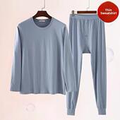 及长裤 老年人贴身男式 细圆领运动衫 中老年纯棉秋装 加肥型 放大型