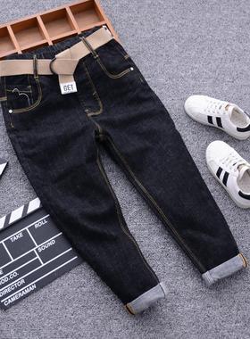 儿童黑色牛仔裤2025春秋款瘦版长裤男童修身裤子中大童休闲 窄脚