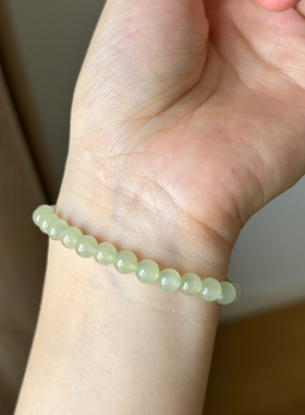 天然和田玉晴水青海料高冰手串单圈素款男女款百搭简约手链礼物