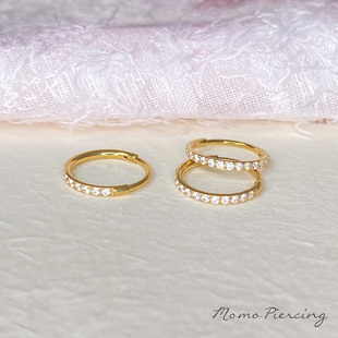 沫沫穿刺 镶钻镀金耳圈医用钛合金0.8mm细杆满钻rook环耳骨耳屏环