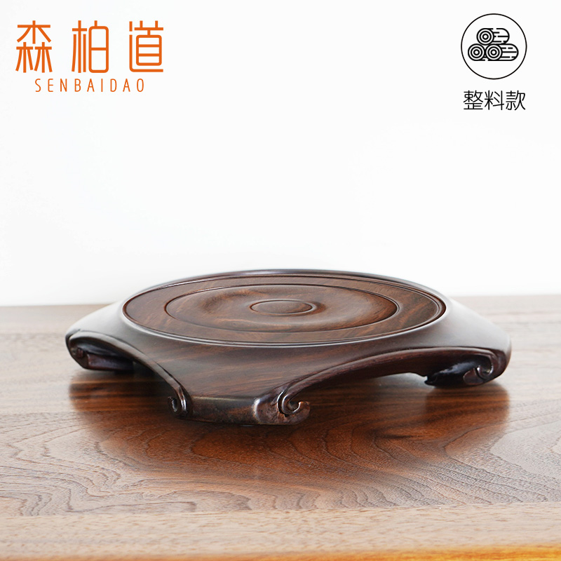 黑檀整料圆形实木底座紫砂壶瓷器花瓶古董葫芦香炉鱼缸木托 托架