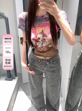 ffcheer 小狗恋物志 复古印花短袖T恤女轻薄透气网纱上衣独特漂亮