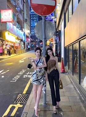 woppei 7/12 20:00 cavall*驼黑白豹纹不规则印花丝巾裙