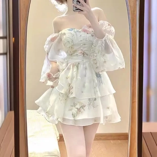 新款 時尚 法式 女裝 碎花短裙直播 連衣裙子2024秋季 跨境爆款