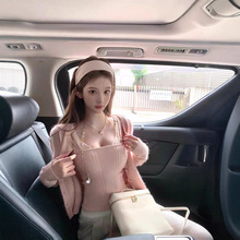 JMSHOP Molina少女 安哥拉兔绒羊毛吊带女秋冬毛织开衫两件套