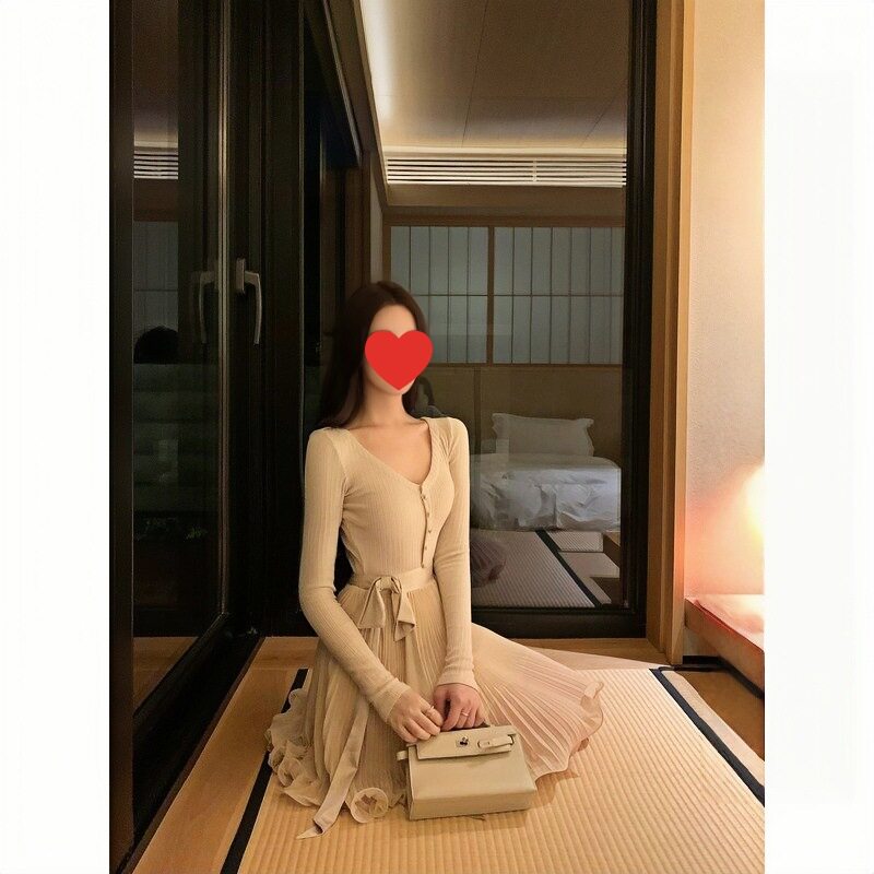 Hotdog 热狗很辣【黎夕旧梦】精致温柔气质蝴蝶结绑带收腰连衣裙