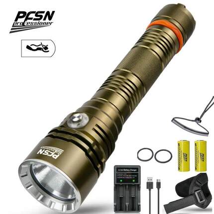 PFSN潜水手电筒强光可充电户外超亮远射小型家用灯