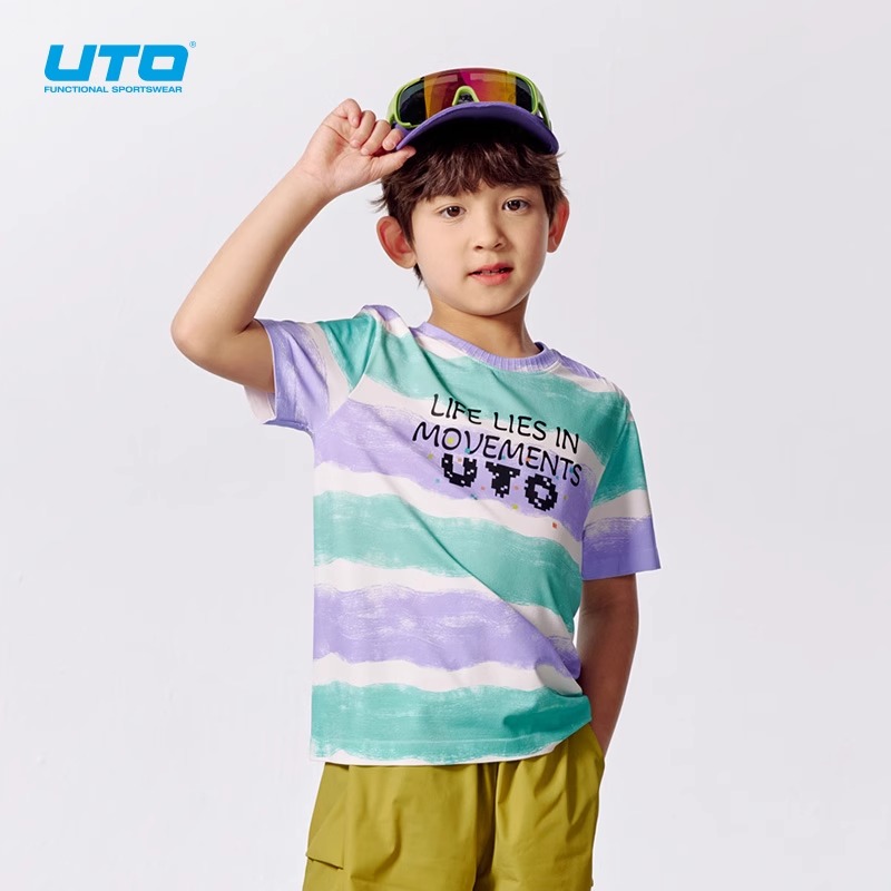 UTO儿童印花运动吸湿排汗短袖t恤