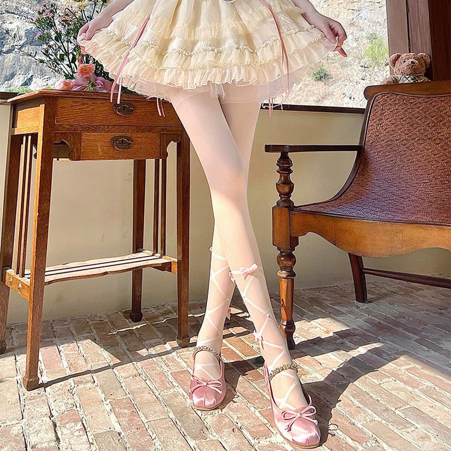 白色过膝袜芭蕾风长筒袜女夏季薄款洛丽塔纯欲白丝袜少萝甜美少女
