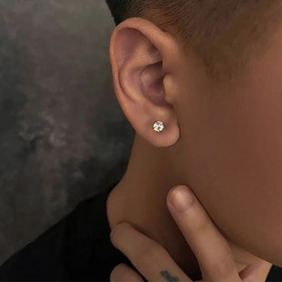 磁铁耳钉男无耳洞耳夹男士白钻无洞耳饰痞帅磁吸美式风格耳环耳夹