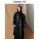 新款 LAMBOYO春季 潮酷风衣简约质感pu亮皮外套女 淡人穿搭