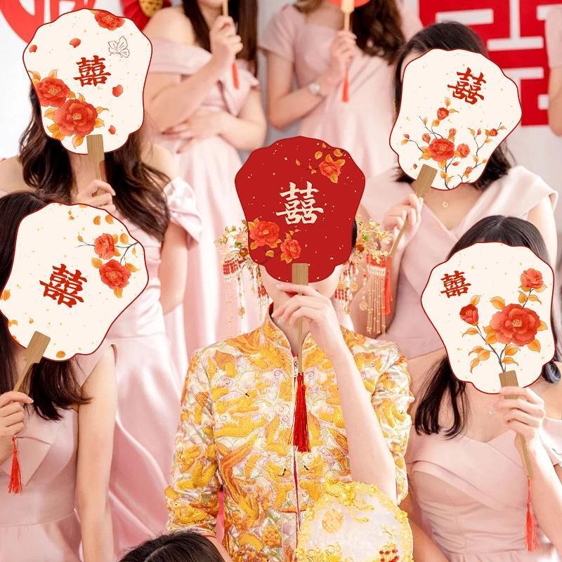 中式婚礼新娘团扇创意扇子双面结婚拍照道具伴娘接亲迎亲古风新婚