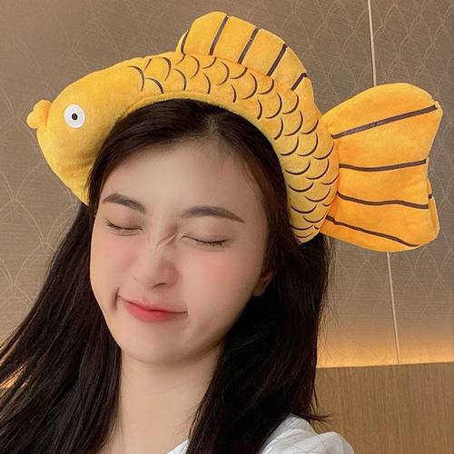 可爱搞怪咸鱼头套主播鲨鱼帽子万圣节头饰拍照发箍头箍洗脸发卡女