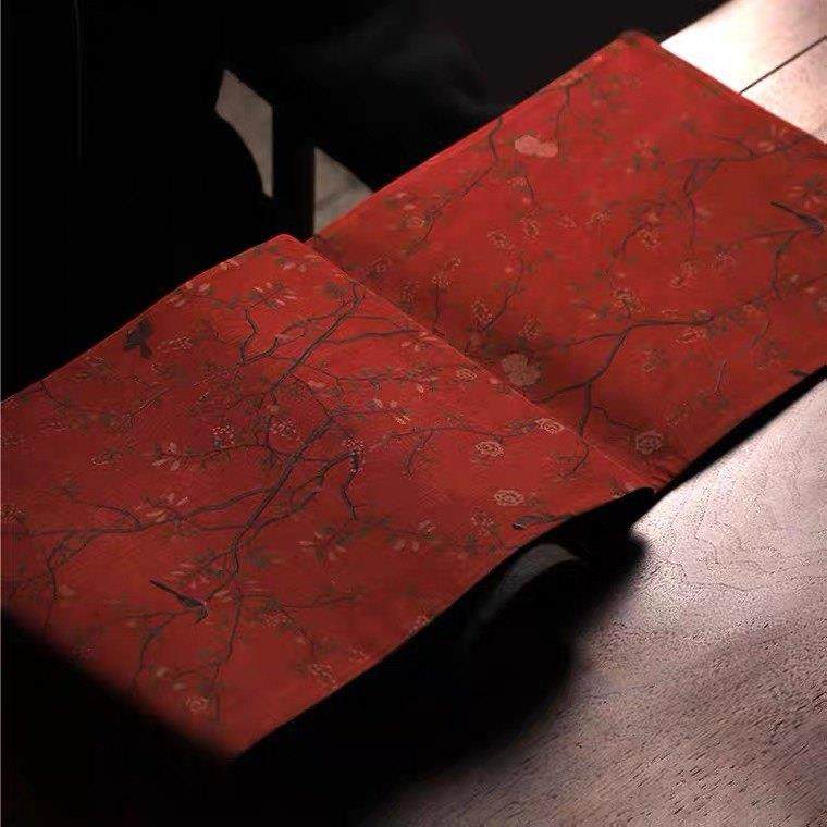 香云纱茶席布中国风复古红桌旗花鸟树枝古朴茶桌布文创茶桌垫杯垫,居家布艺,茶席,淘宝优惠券,粉丝福利购,淘宝优惠卷