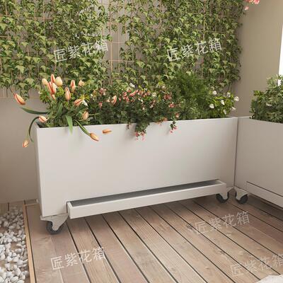 不锈钢种植花箱组合带接水盘室内外阳台金属花盆庭院成品花池定制