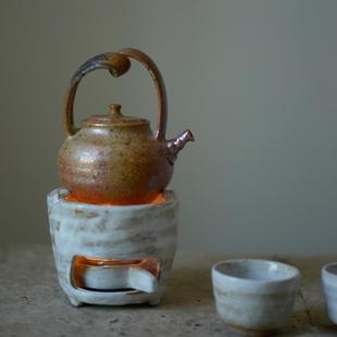 向美 温茶器陶瓷煮茶保温器暖杯 粗陶温茶炉底座蜡烛加热 迷你日式