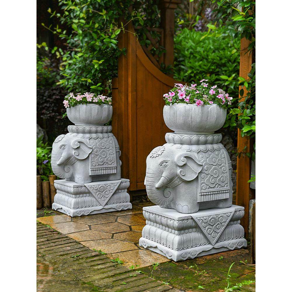 仿石象一对门口庭院大象造型仿石墩子花盆底座小院子大门前石鼓,家居饰品,石雕,淘宝优惠券,粉丝福利购,淘宝优惠卷