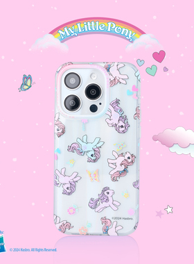 小马宝莉适用苹果15promax新款手机壳镭射透明男15pro防摔硬壳14promax官方正品iPhone15全包保护套ins卡通女