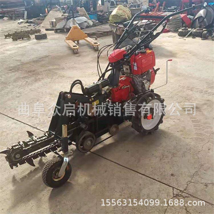 农田排水沟小型挖机 深沟管道开槽机挖槽机农用工程链条开沟机