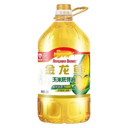 金龙鱼胚芽玉米油5L非转基因食用油家庭用炒菜烹饪油炸植物油