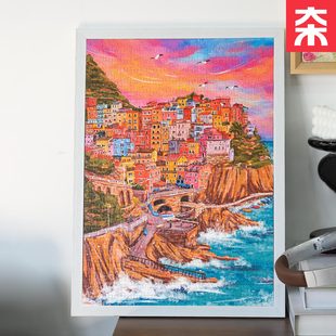 为㚓VINLAA拼图500片浪漫爱丁堡拼图成人版拼图玩具解压蓝卡拼图