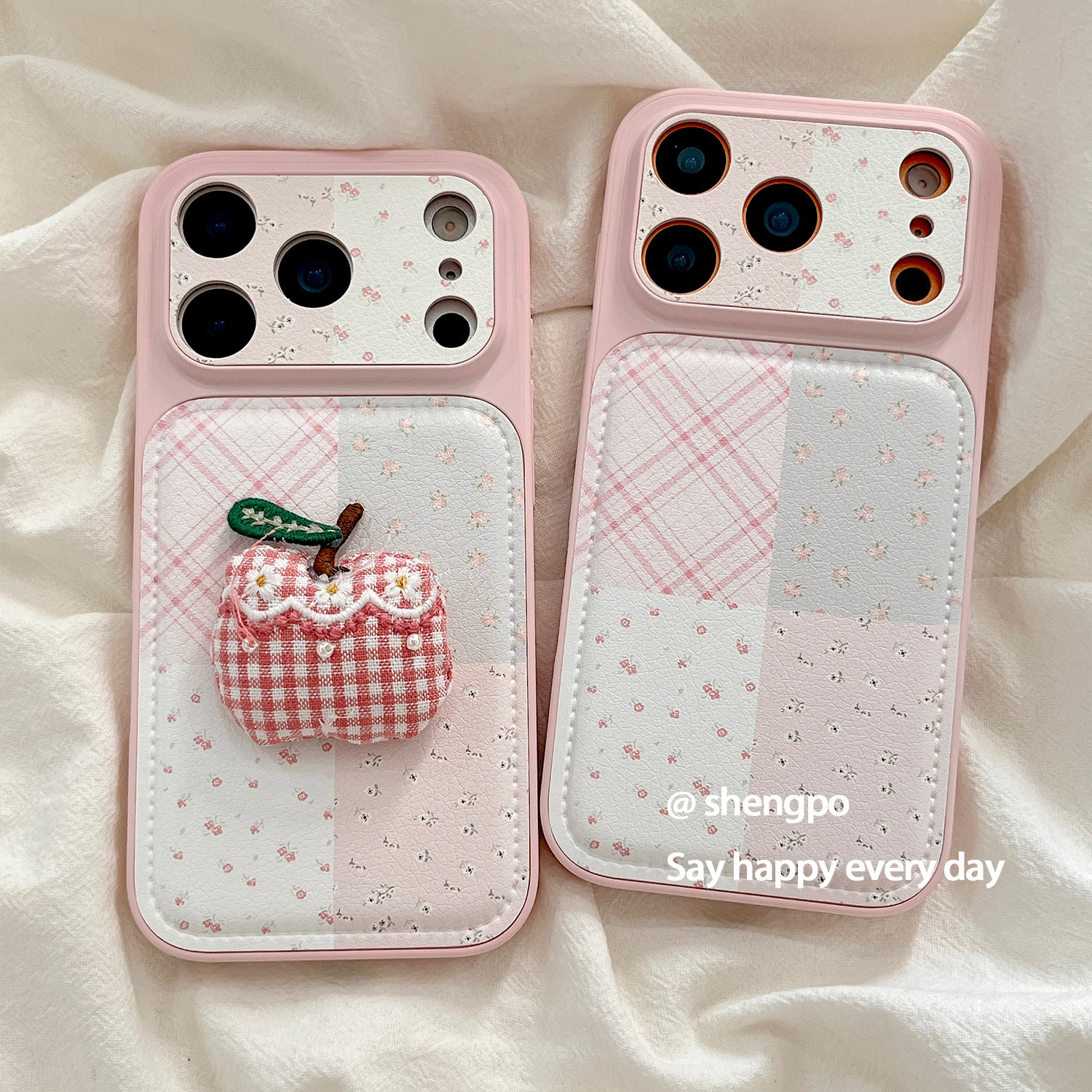 日韩ins风粉色小碎花适用iPhone17promax拼接手机壳17苹果16promax防摔保护套14pro硅胶新款女15pro全包皮质,3C数码配件,手机保护套/壳,淘宝优惠券,粉丝福利购,淘宝优惠卷