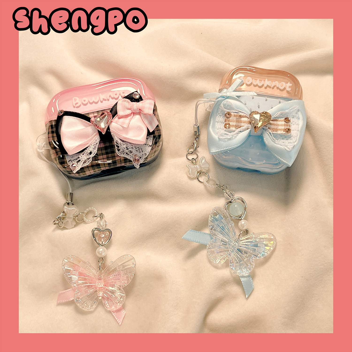 ind立体蝴蝶结带挂件手机壳