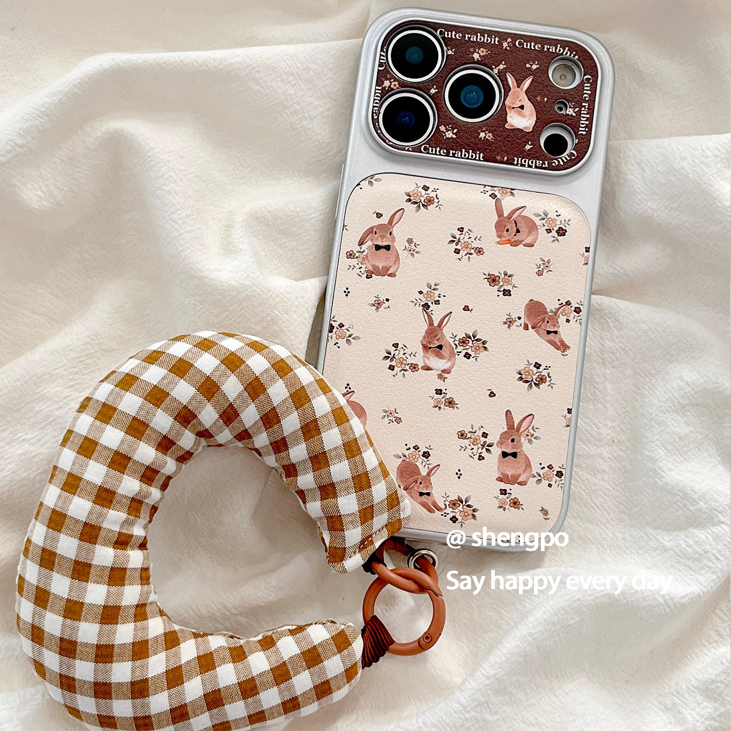 ins碎花兔子带挂绳适用iPhone17promax皮质手机壳17苹果韩系16promax防摔新款15pro女14pro硅胶13全包保护套,3C数码配件,手机保护套/壳,淘宝优惠券,粉丝福利购,淘宝优惠卷