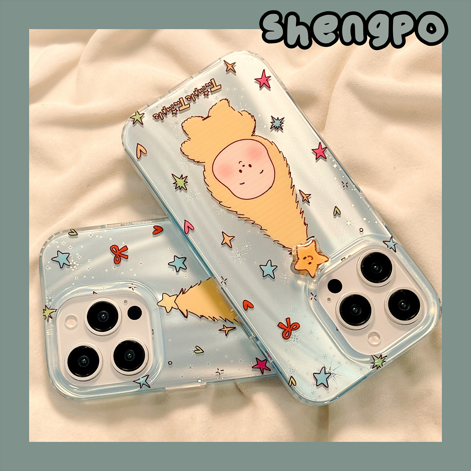 可爱高帽星星人可旋转手机壳新款