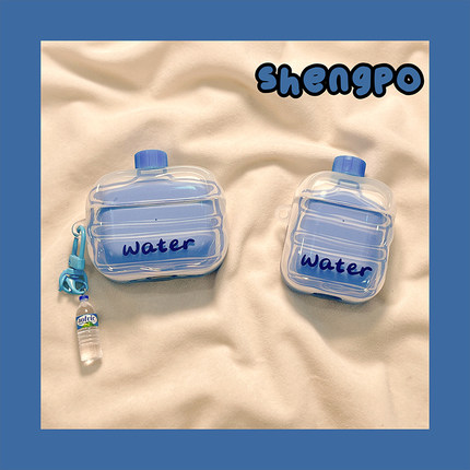 ins风扩泉水适用airpodspro3苹果无线蓝牙耳机壳airpods4新款airpods1/2代耳机套女新款防摔软硅胶pro3保护套