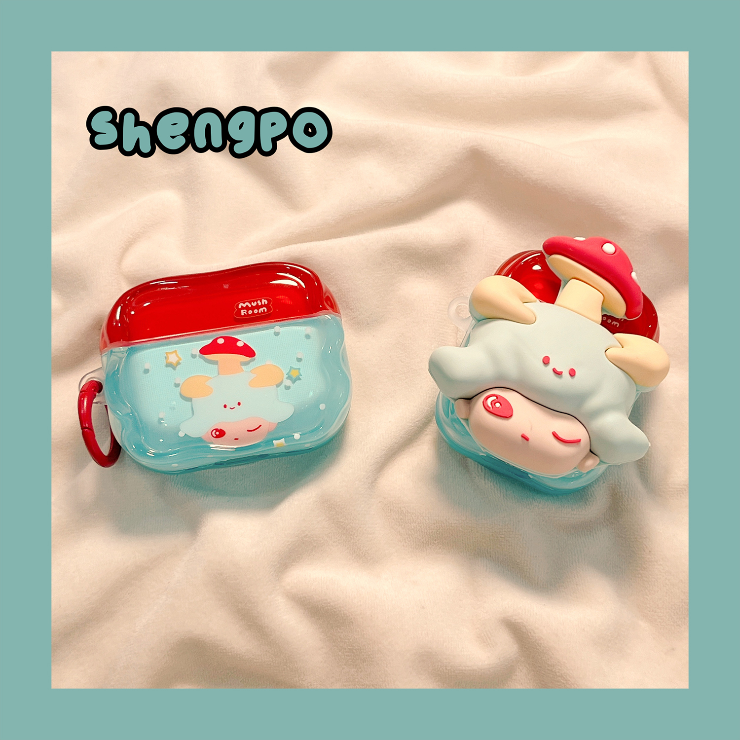 立体蘑菇男孩可爱耳机套