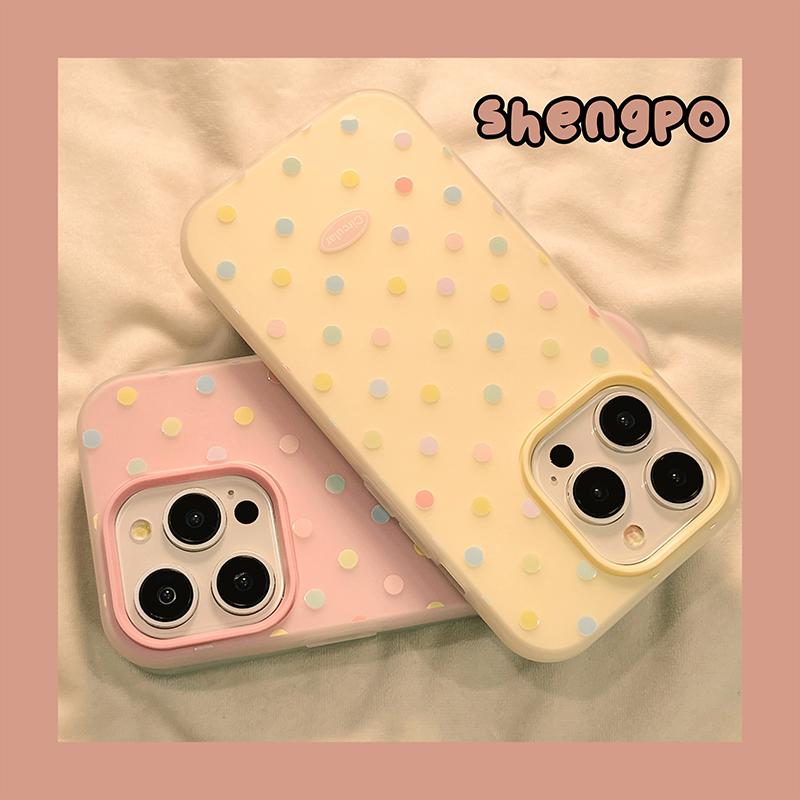 苹果手机壳二合一彩色波点