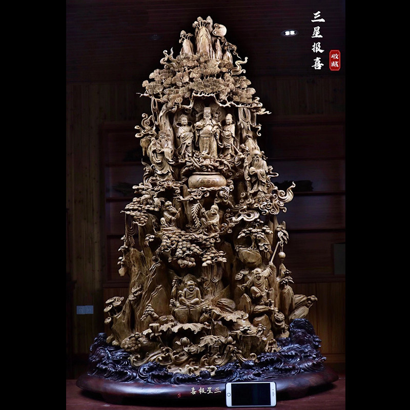 沉香木雕五路财神福禄寿关公武财神像客厅招财摆件实木根雕工艺品