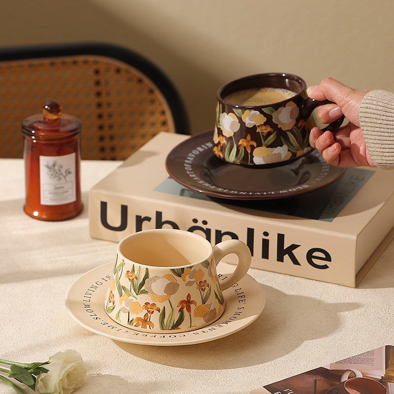 精选法式陶瓷咖啡杯碟套装礼盒装情侣杯子高级感一对乔迁新居结婚
