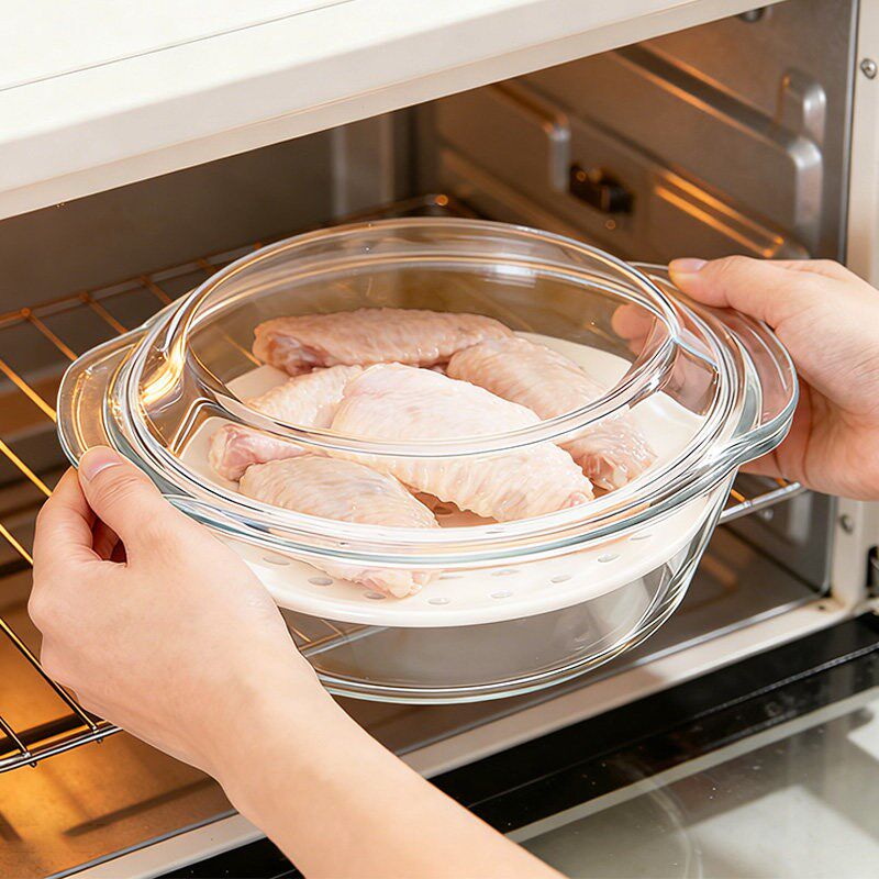 玻璃碗微波炉加热专用饭盒器皿容器耐高温家用蒸碗大汤碗陶瓷蒸盘