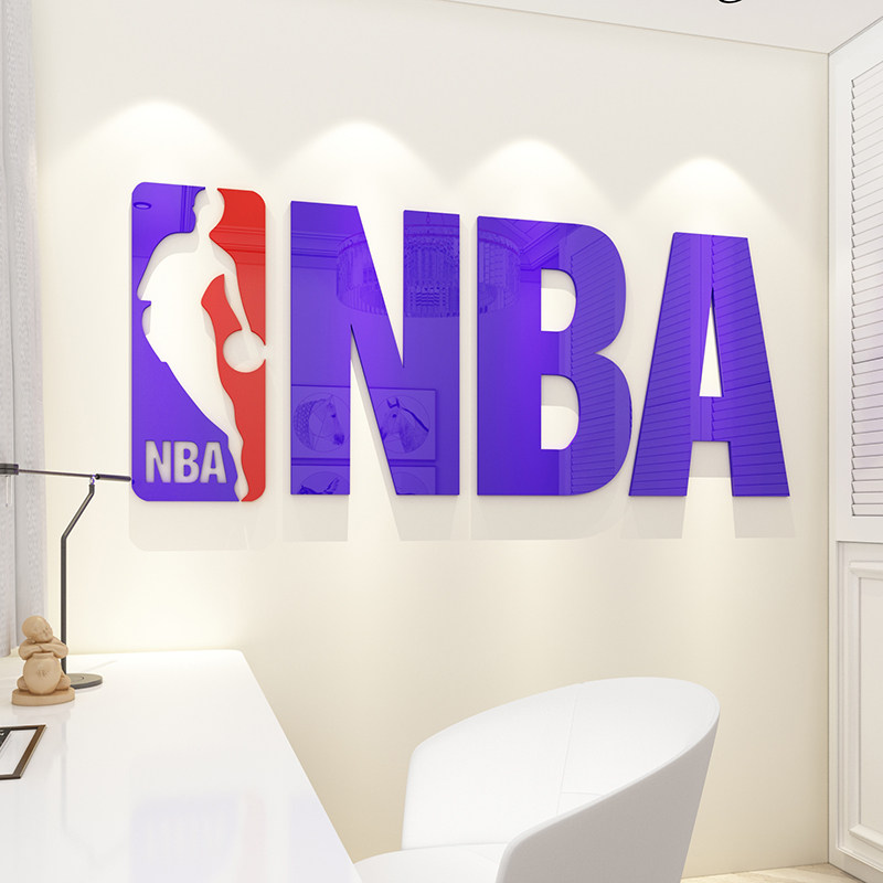 NBA篮球队联赛标志LOGO墙贴宿舍学校背景贴纸室内球场体育装饰画